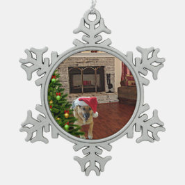 Santa German Shepherd Dog by KerstTree, ZKA Tin Sneeuwvlok Ornament