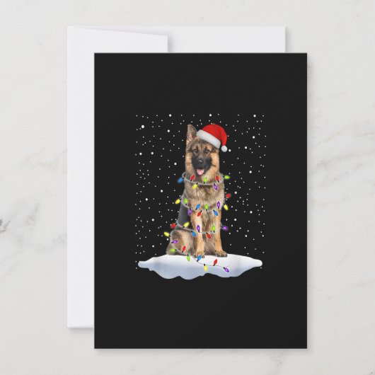 Santa German Shepherd kerstlampjes Dog Ma X-m Kaart (Voorkant)