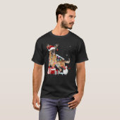 Santa German Shepherd Reindeer Christmas Lights  X T-shirt (Voorkant volledig)