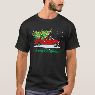 Santa German Shepherd Riding Red Truck Merry Chris T-shirt