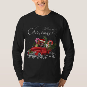 Santa German Shepherd Riding Red Truck Merry Chris T-shirt