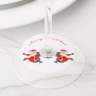 Santa - Geschenken voor iedereen - Fun - Vrolijk k Wijnglaslabel