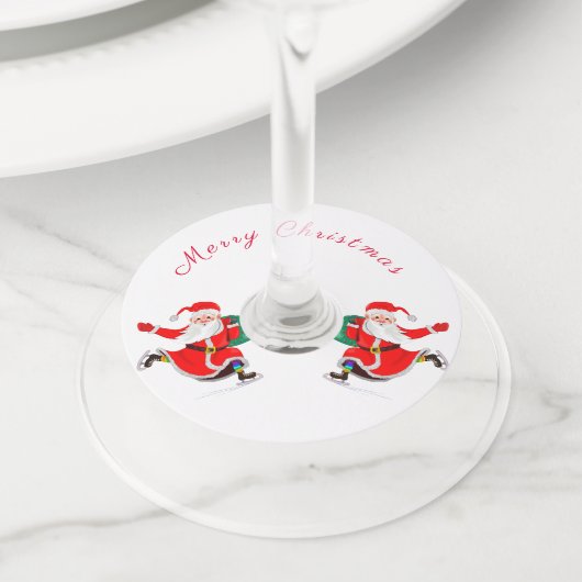 Santa - Geschenken voor iedereen - Fun - Vrolijk k Wijnglaslabel (Dichtbij)