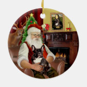 Santa-Gestreept Franse Bulldog Keramisch Ornament (Achterkant)