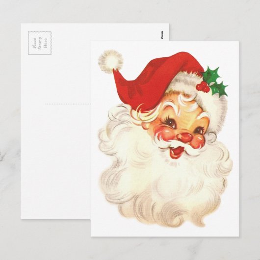 Santa gezicht  feestdagenkaart (Voorkant / Achterkant)
