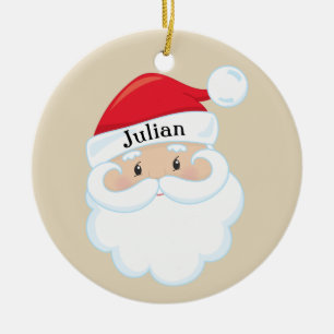 Santa Gezicht met Naam op Pet Gepersonaliseerd Keramisch Ornament