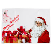 Santa Gift Bag - Groot, glanzend Large Cadeautasje (Voorkant)