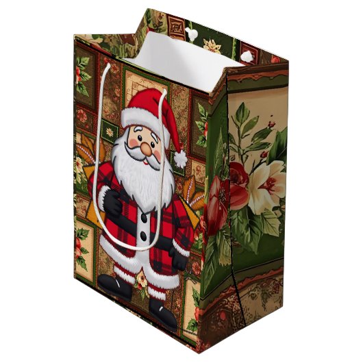 Santa Gift Bag  Medium Cadeauzakje (Voorkant Gekanteld)
