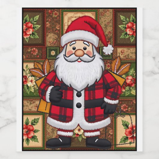Santa Gift Bag Wijn Etiket (Enkel label)