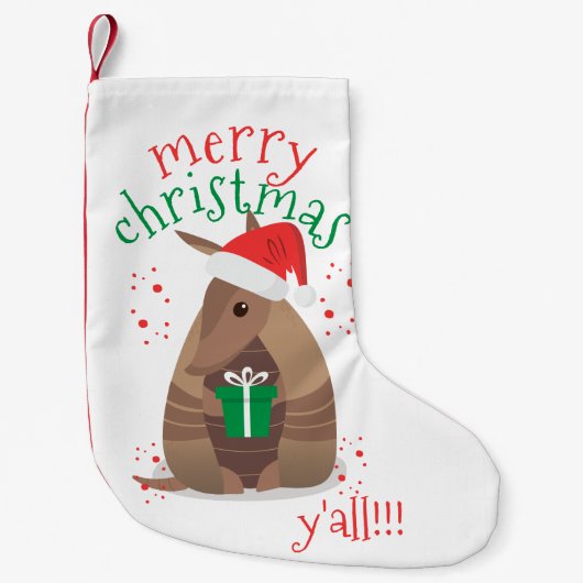 Santa Gift Giving Armadillo Texas Kleine Kerstsok (Voorkant)