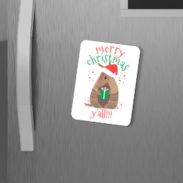 Santa Gift Giving Armadillo Texas Magneet