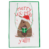 Santa Gift Giving Armadillo Texas Medium Cadeauzakje (Voorkant)