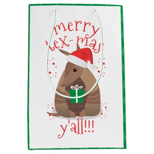 Santa Gift Giving Armadillo Texas Medium Cadeauzakje (Voorkant)