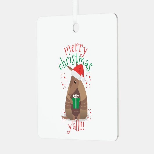 Santa Gift Giving Armadillo Texas Metalen Ornament (Voorkant links)