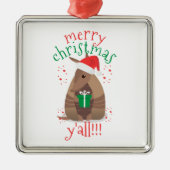 Santa Gift Giving Armadillo Texas Metalen Ornament (Voorkant)