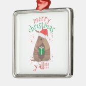 Santa Gift Giving Armadillo Texas Metalen Ornament (Links)