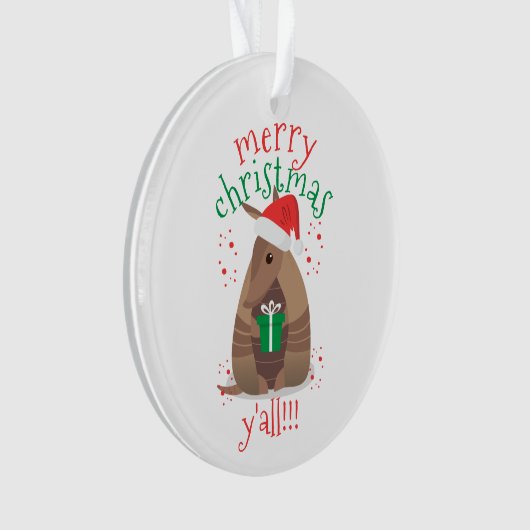 Santa Gift Giving Armadillo Texas Ornament (voorkant)