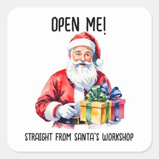 Santa Gift Tag Sticker – ‘Open Me! Straight from  (Voorkant)
