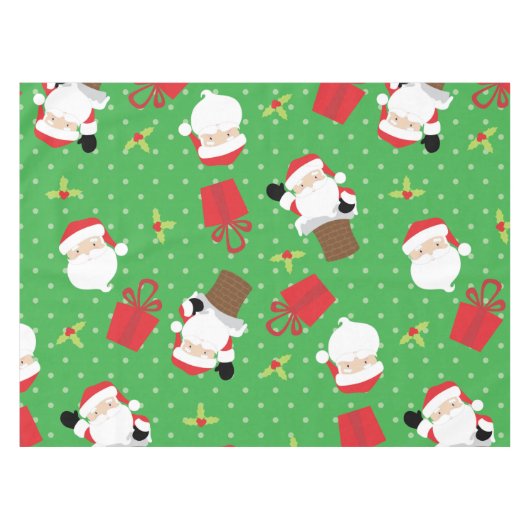 Santa, Gifts en Holly Holiday Tablecloth Tafelkleed (Voorkant (Horizontaal))