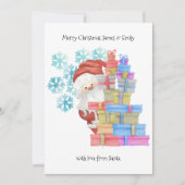 Santa Gifts en Snowflakes Cute Personalized Kinder Feestdagenkaart (Voorkant)