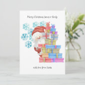 Santa Gifts en Snowflakes Cute Personalized Kinder Feestdagenkaart (Staand voorkant)
