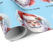 Santa Giftwrap with Personalized Name Blue Cadeaupapier (Rol Hoek)
