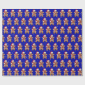 Santa Gingerbread Cookie Girl met sneeuwvlokken Cadeaupapier (Vlak)