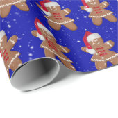 Santa Gingerbread Cookie Girl met sneeuwvlokken Cadeaupapier (Rol Hoek)