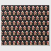 Santa Gingerbread Cookie Girl met sneeuwvlokken Cadeaupapier (Vlak)