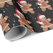 Santa Gingerbread Cookie Girl met sneeuwvlokken Cadeaupapier (Rol Hoek)