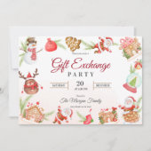 Santa Gingerbread Gift Exchange Vakantie Party Kaart (Voorkant)