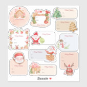 Santa Gingerbread House Holiday Christmas Gift Lab Sticker (Vel)