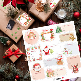 Santa Gingerbread House Holiday Christmas Gift Lab Sticker