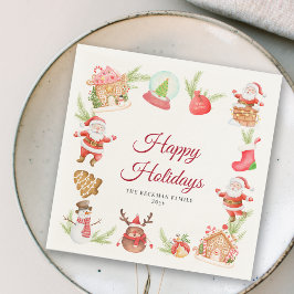 Santa Gingerbread House Kerstmis feestdag Servet