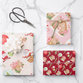 Santa Gingerbread Kerstvakantie feestje Inpakpapier Vel