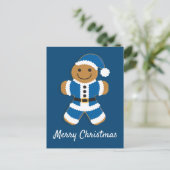 Santa Gingerbread Man Blauw | BRIEFKAART (Staand voorkant)