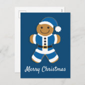 Santa Gingerbread Man Blauw | BRIEFKAART (Voorkant / Achterkant)