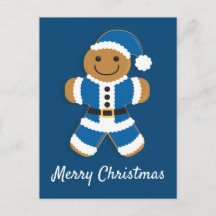 Santa Gingerbread Man Blauw | BRIEFKAART