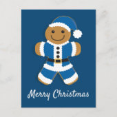 Santa Gingerbread Man Blauw | BRIEFKAART (Voorkant)