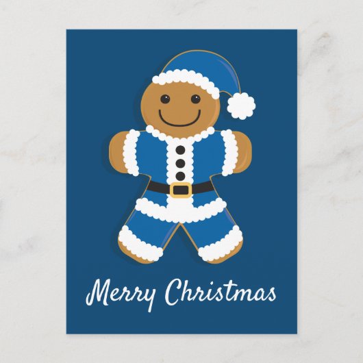 Santa Gingerbread Man Blauw | BRIEFKAART (Voorkant)