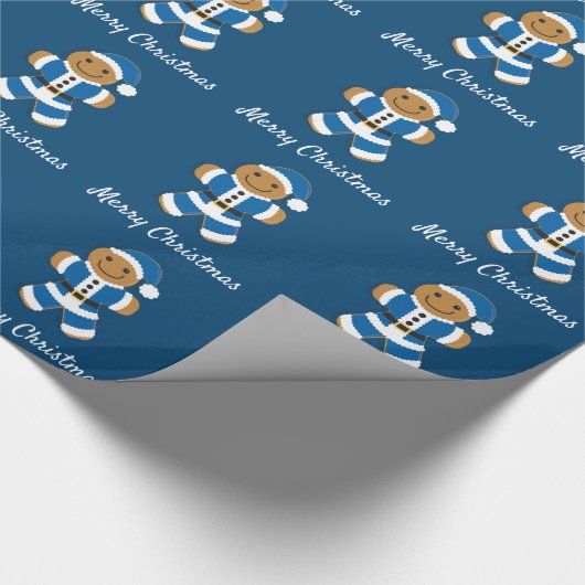 Santa Gingerbread Man Blauw | Inpakpapier (Hoek)