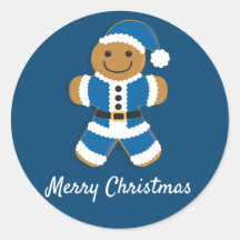 Santa Gingerbread Man Blauw | STICKER