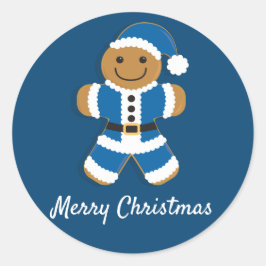 Santa Gingerbread Man Blauw | STICKER