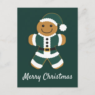 Santa Gingerbread Man Groen   BRIEFKAART