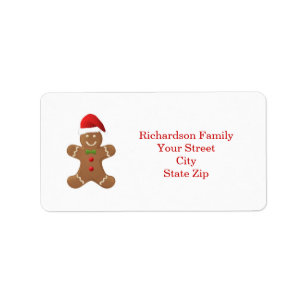 Santa Gingerbread man Kerstlabel Etiket