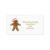 Santa gingerbread man Kerstmis adreslabel Etiket (Voorkant)