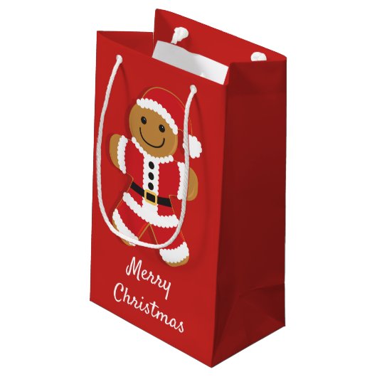 Santa Gingerbread Man | Kleine geschenkzak Klein Cadeauzakje (Achterkant Gekanteld)