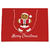 Santa Gingerbread Man Vakantie Kerstmis Large Cadeautasje (Voorkant)