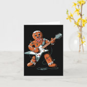 Santa Gingerbread Playing Guitar Funny Christmas P Kaart (Gele Bloem)