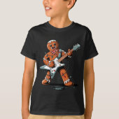 Santa Gingerbread Playing Guitar Funny Christmas P T-shirt (Voorkant)